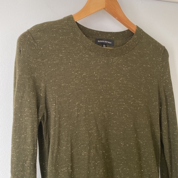 Banana Republic modal wool blend crew neck sweater green and gold Size XS - Picture 6 of 9
